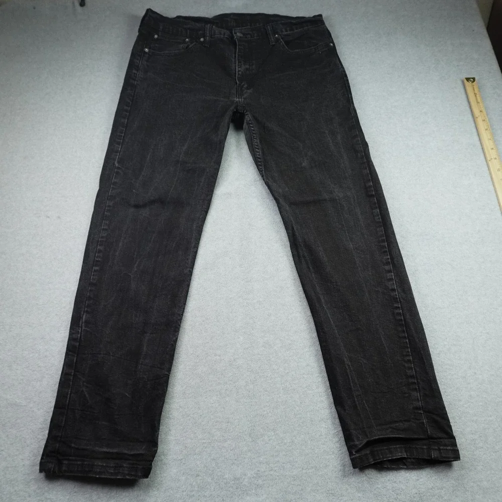 Levi's 502 Jeans Mens 38x32 Black Regular Taper Stretch Denim Jeans 29507-0001